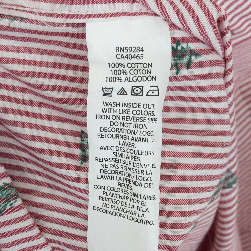 Childrens Place Button Down Shirt Kids Size 14 XL Red Striped Christmas Tree New